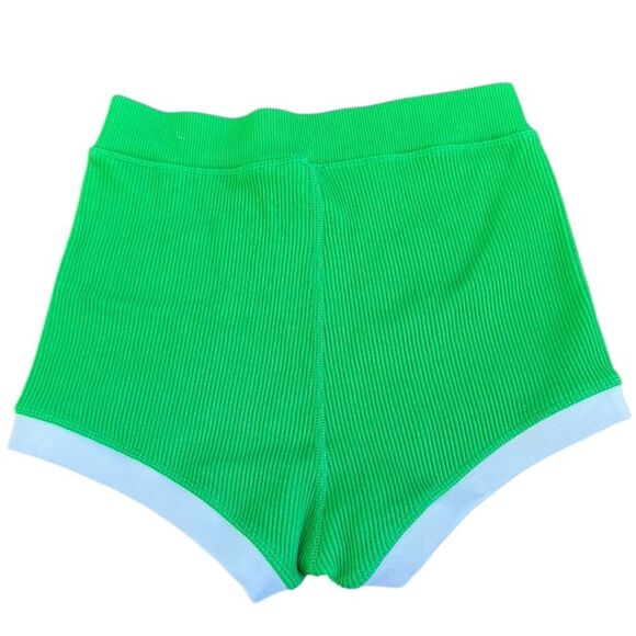 Aerie Women's Offline Shortie Shorts Ribbed in Green White Retro Size XS - Picture 4 of 6